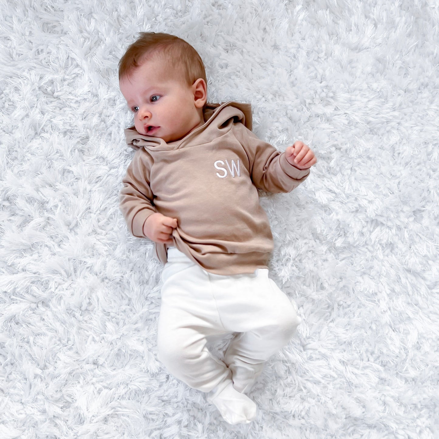 Stone & Cream Hooded Top Footie Lounge Set (Made to Order)
