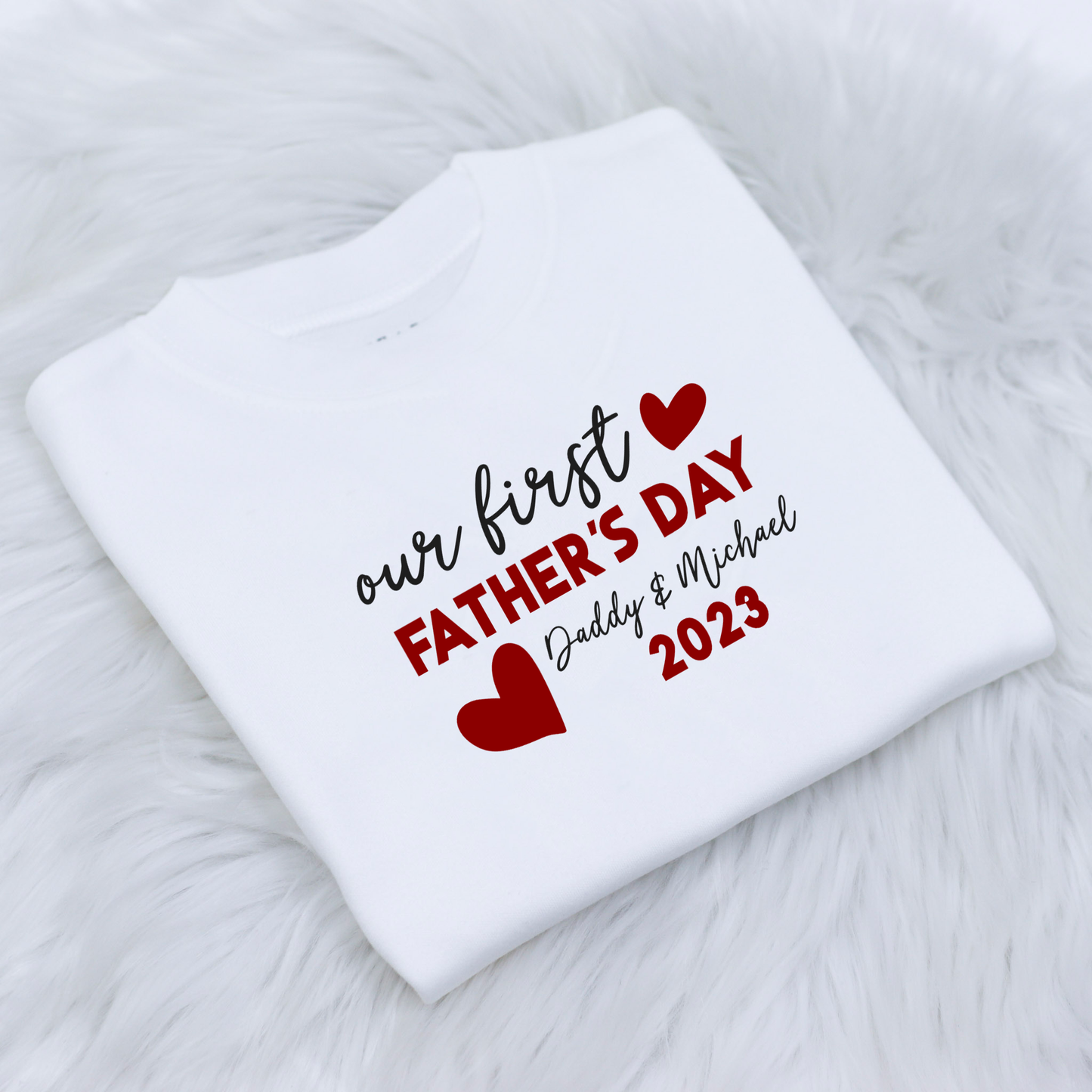Our First Father's Day Hearts Personalised T-Shirt