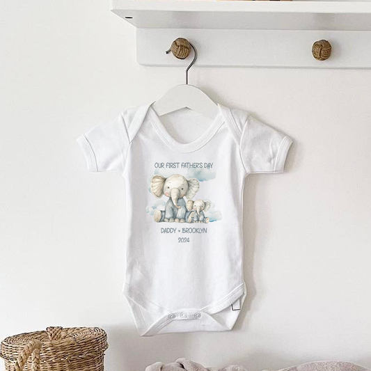 Our First Father's Day Elephant Family Bodysuit