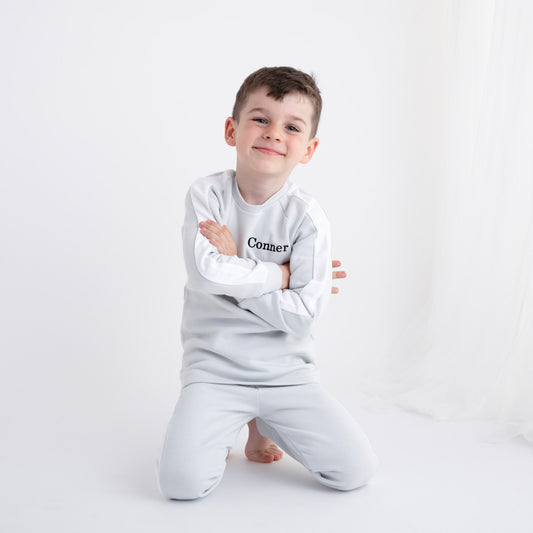 Frozen Grey Embroidered Thick Tracksuit