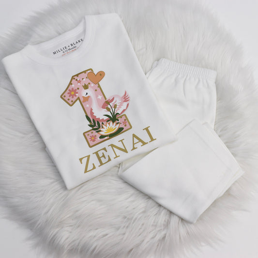 Swan Number Birthday Baby Pyjamas