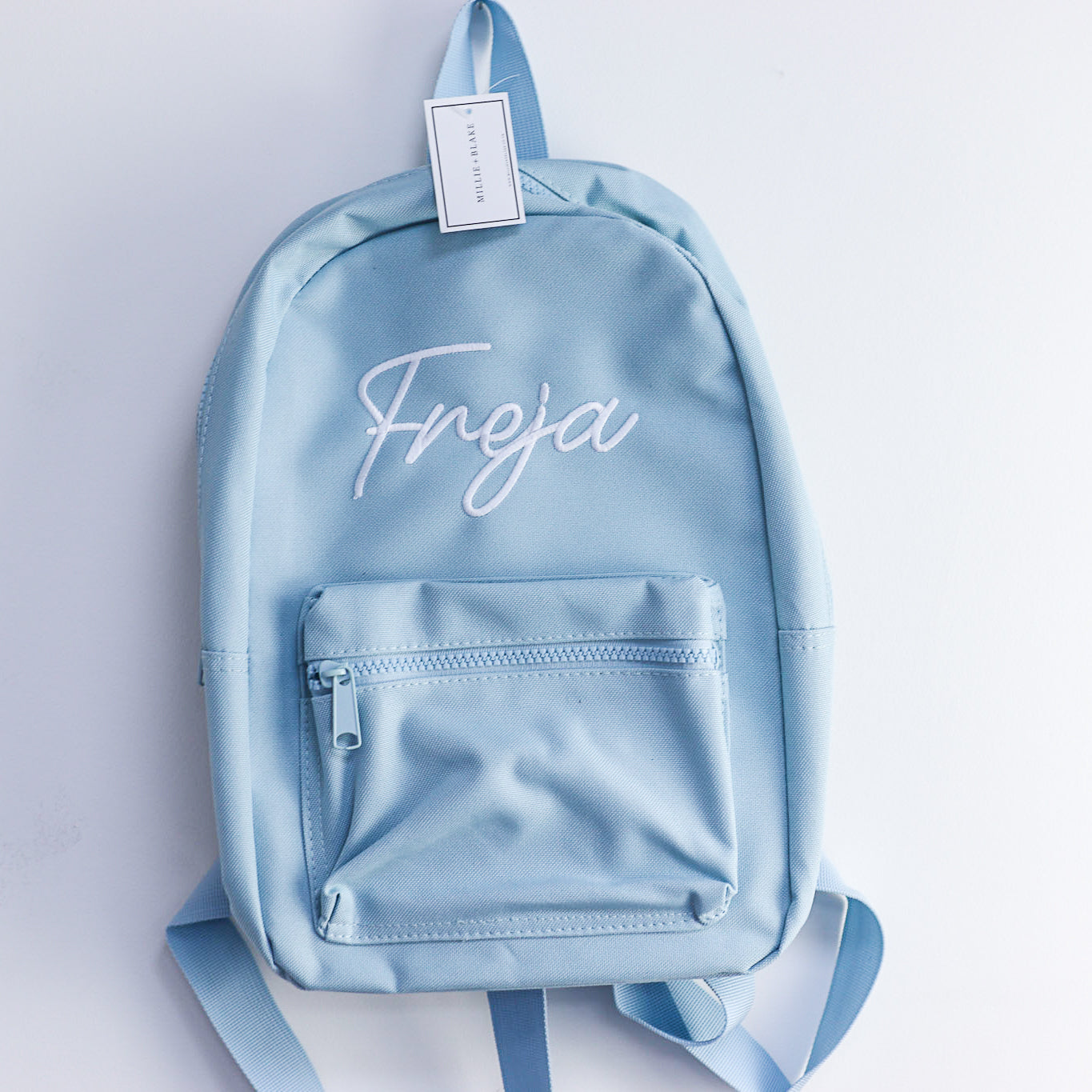 Powder Blue Embroidered Mini Essentials Backpack
