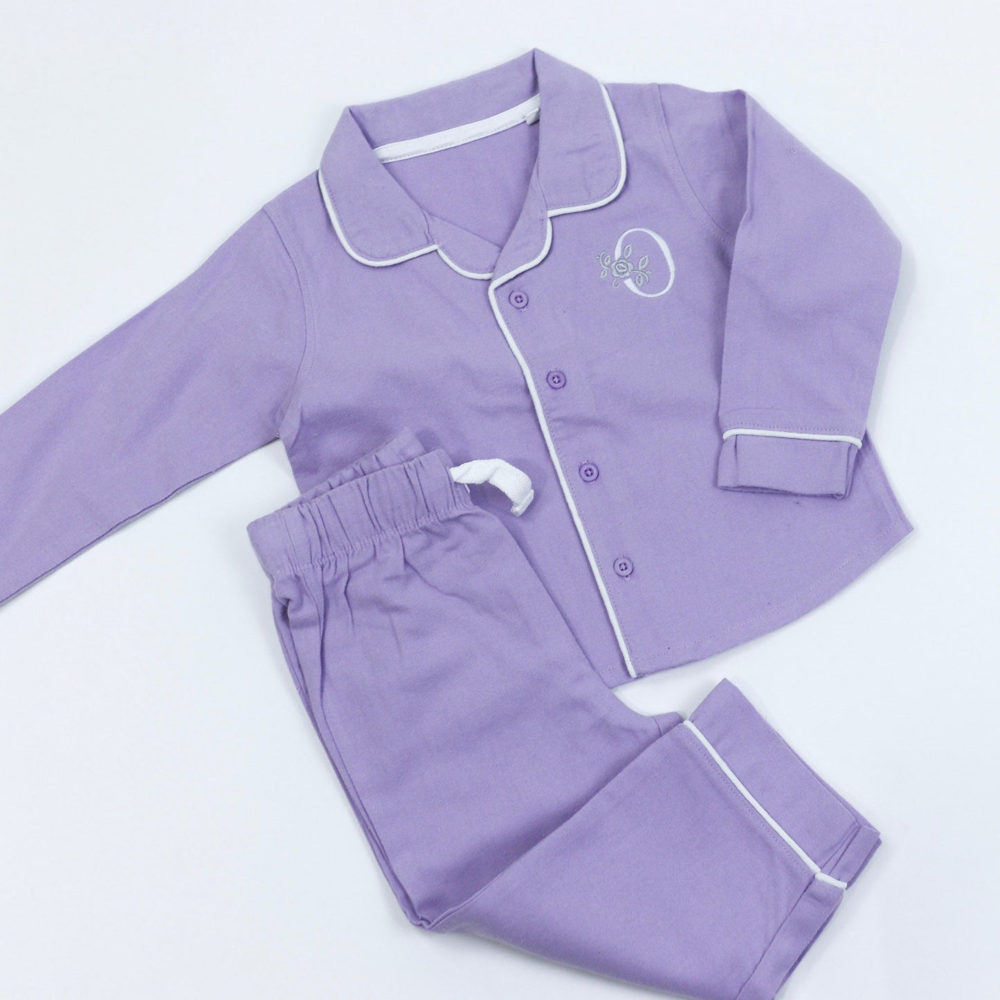 Antique Rose Initial Embroidered Lilac Classic Pjs