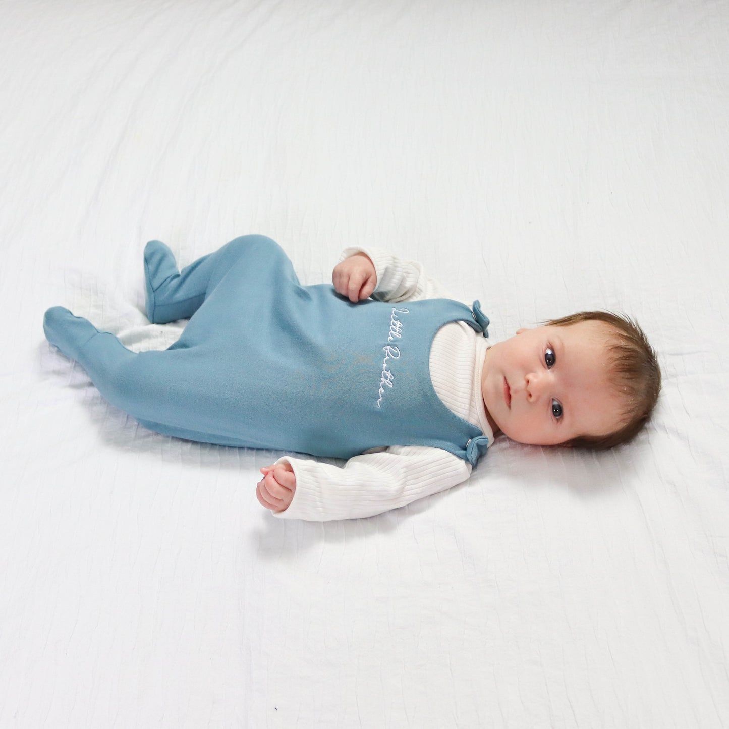 Dusky Blue Lounge Footie Romper (Made to Order)