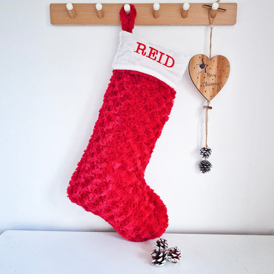 Red Embroidered Luxury Christmas Stocking