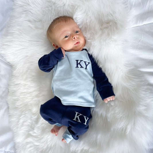 Baby Blue & Navy Lounge Set (MADE TO ORDER)