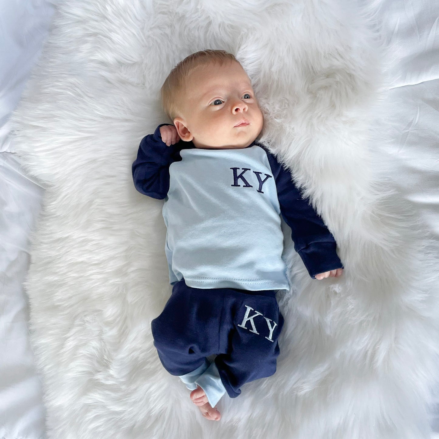 Baby Blue & Navy Lounge Set (MADE TO ORDER)