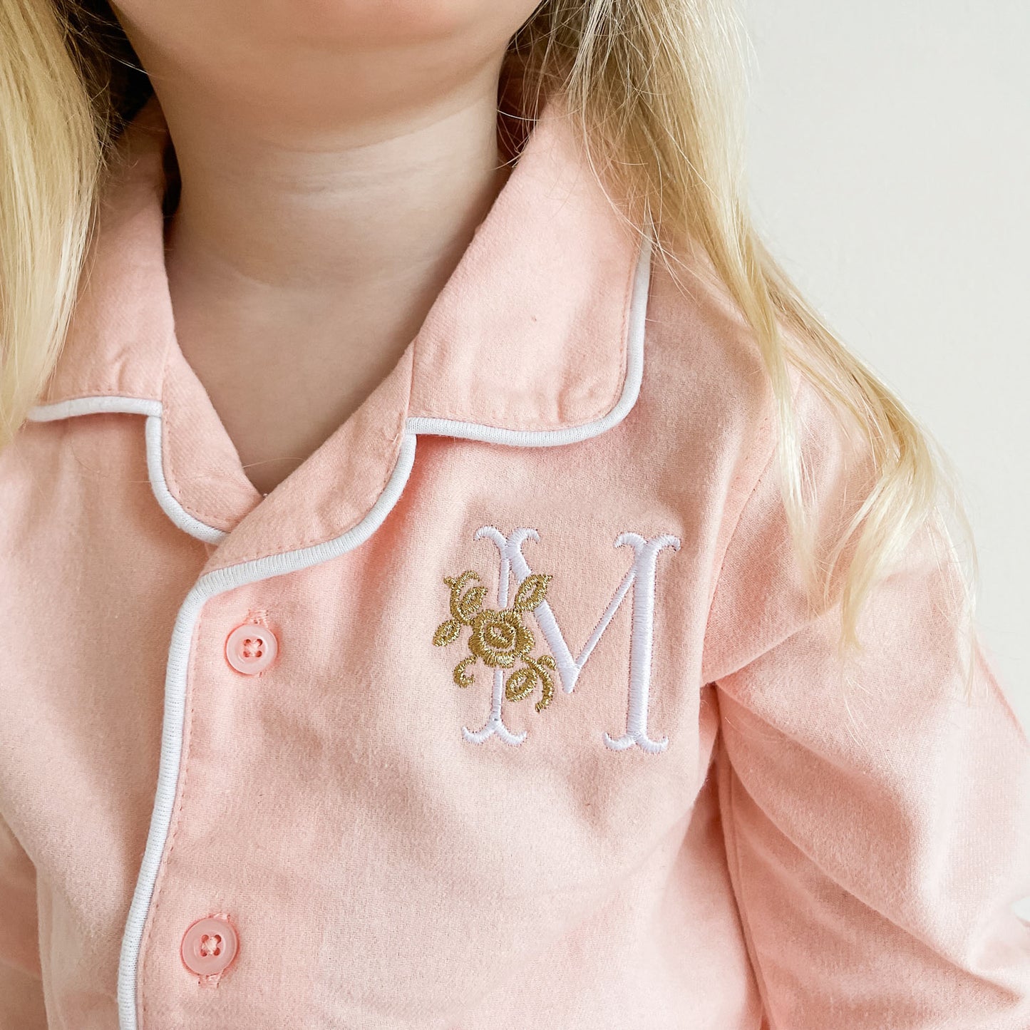 Antique Rose Initial Embroidered Classic Pjs