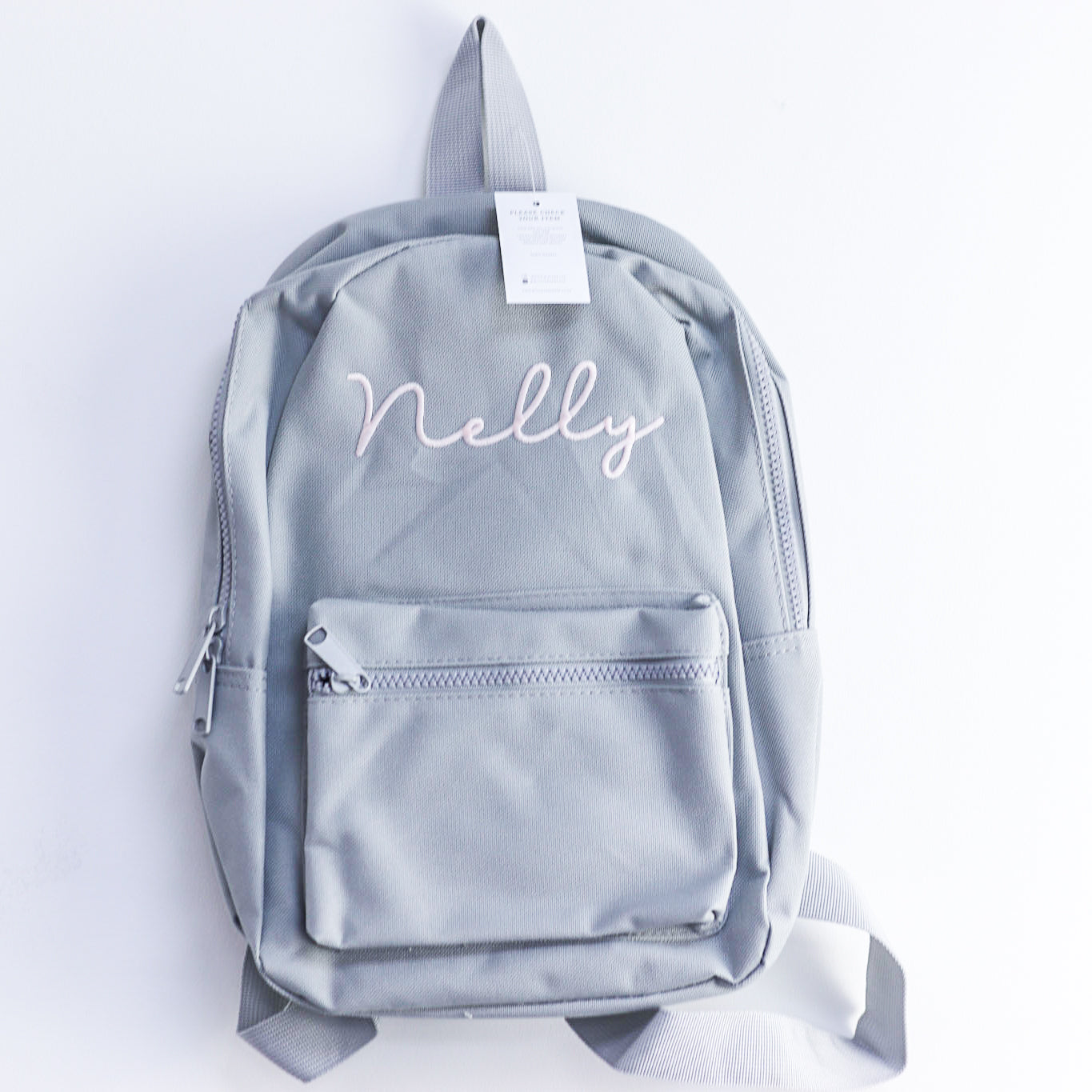 Grey Embroidered Mini Essentials Backpack