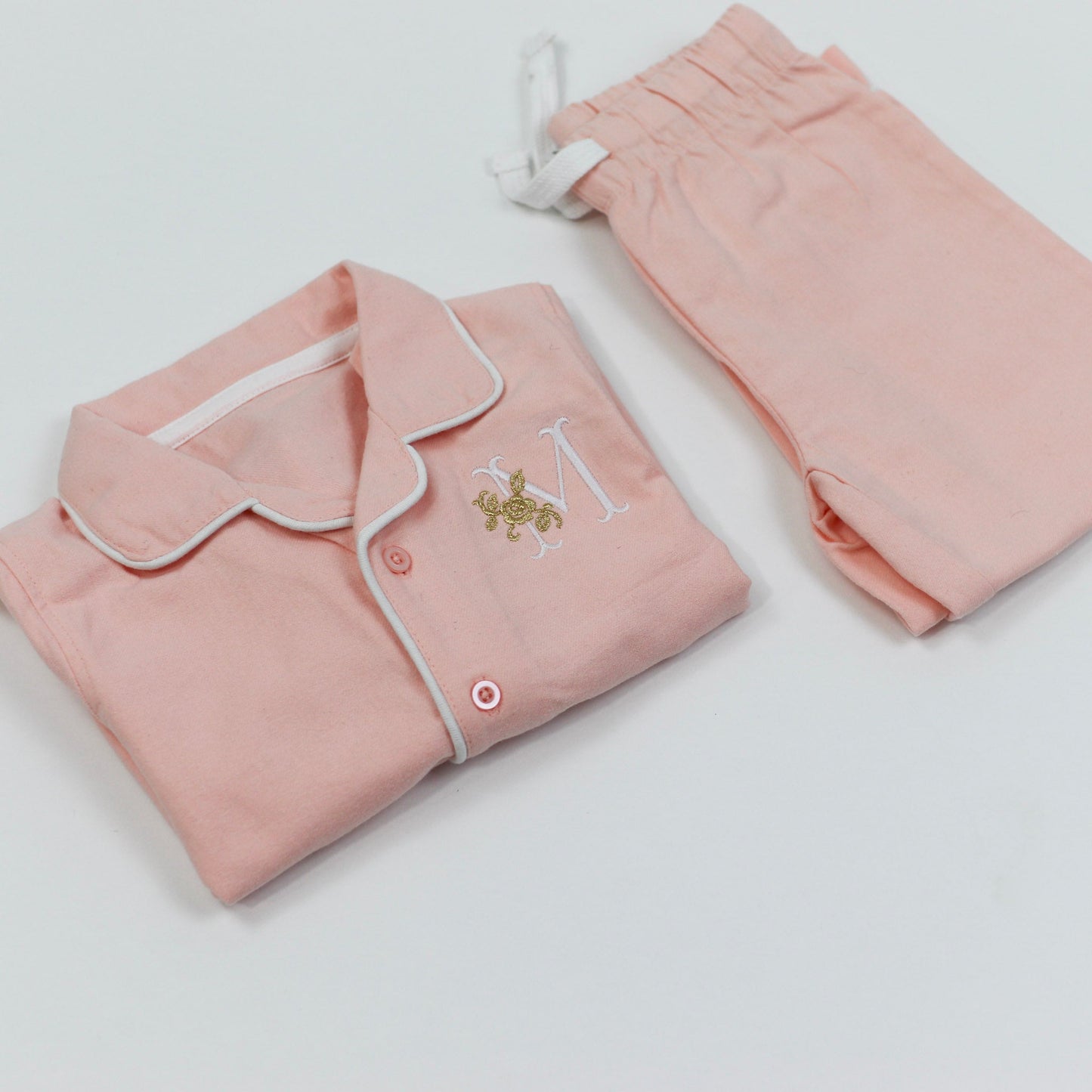 Antique Rose Initial Embroidered Pink Classic Pjs