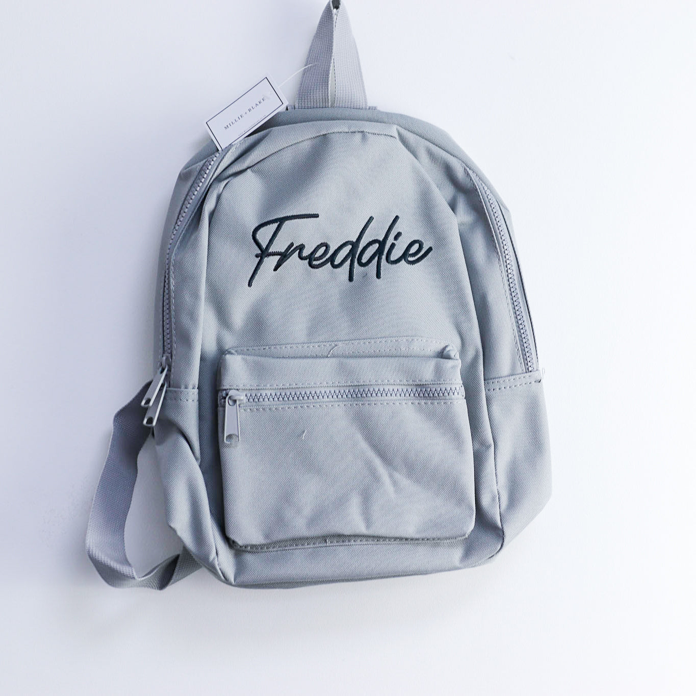 Grey Embroidered Mini Essentials Backpack