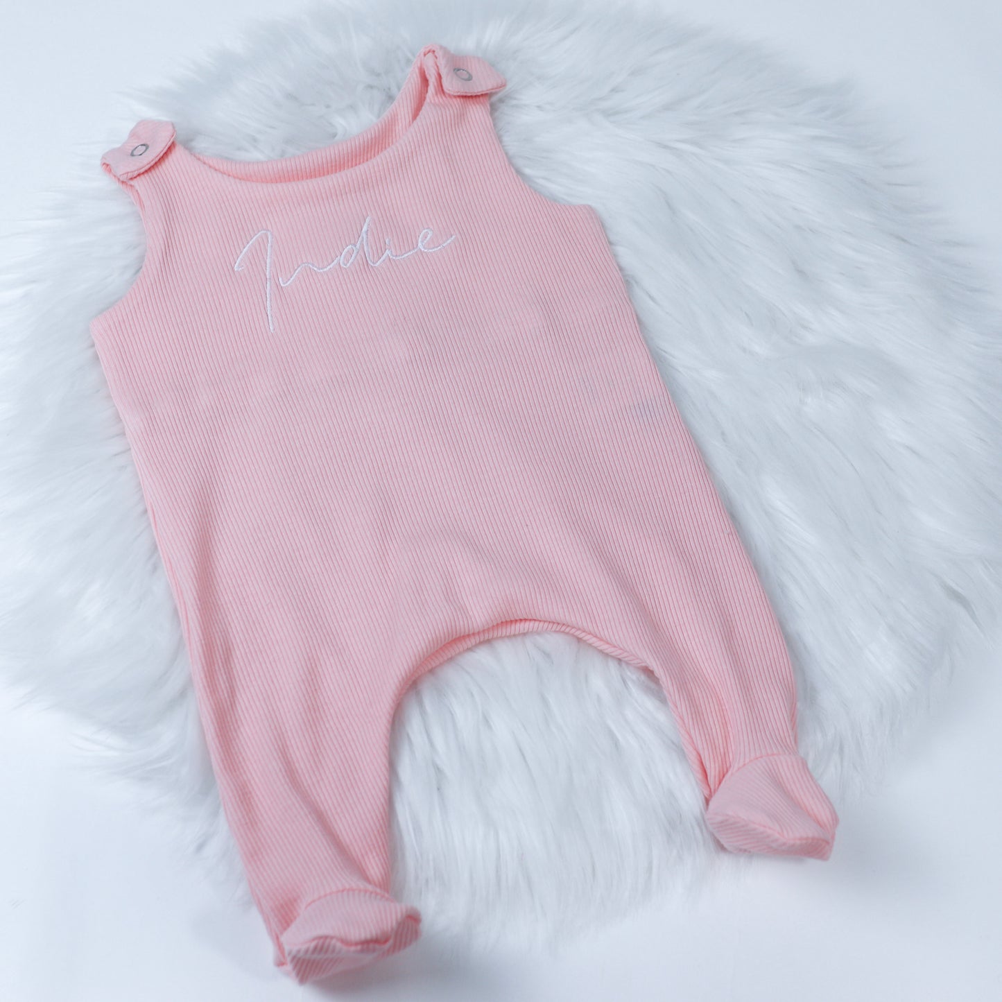 Pinky Peach Ribbed Footie Lounge Romper (Made to order)
