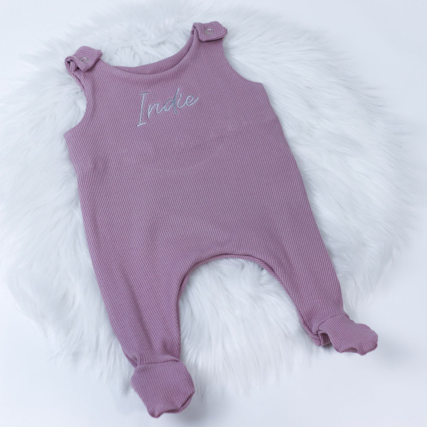 Dusky Pink Ribbed Footie Lounge Romper (Made to order)