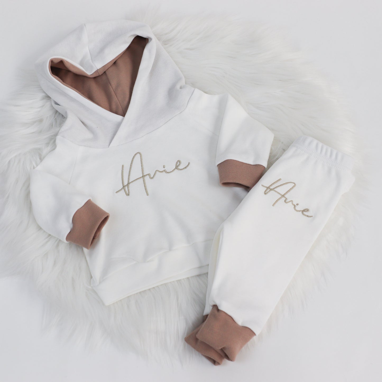 Cream & Stone Hooded Top Lounge Set (Made to Order)