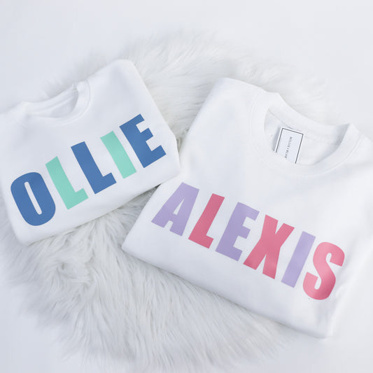 Two Colour Block Personalised Soft Style Sweatshirt