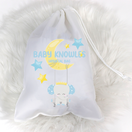 Baby Elephant Blue Hospital Bag Personalised Sack