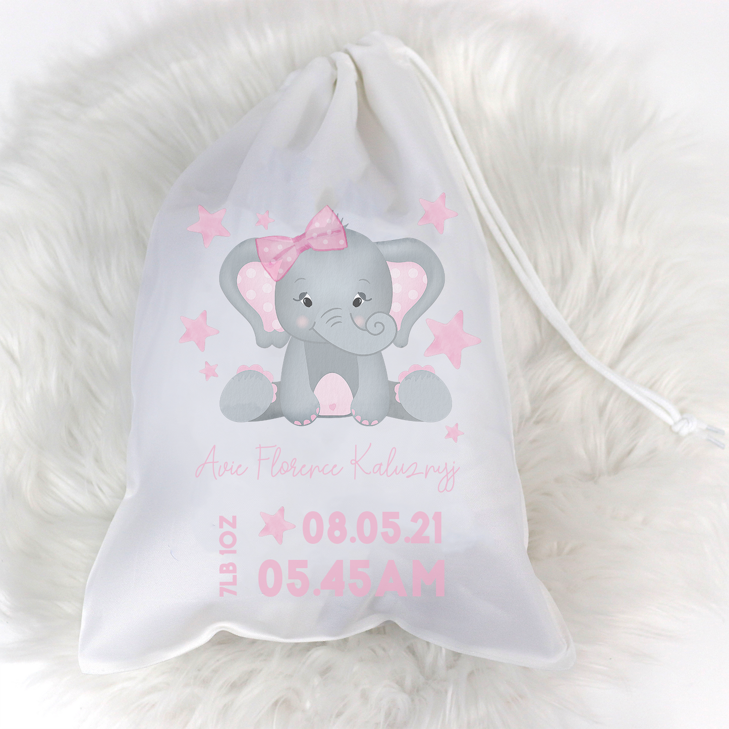 Baby Pink Birth Elephant Details Sack