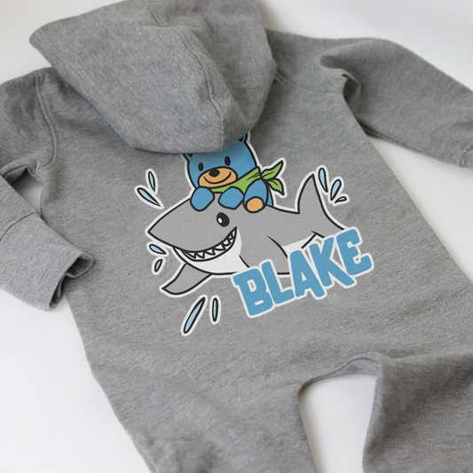 Bear on a Shark Personalised Onesie (Younger Sizes)