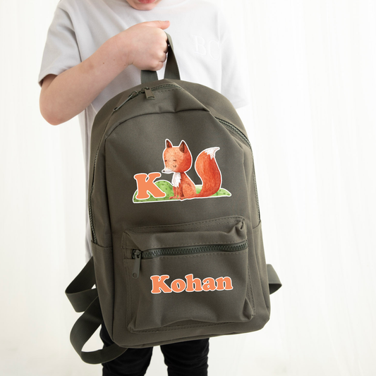 Cute Fox Initial Name Personalised Mini Essentials Backpack