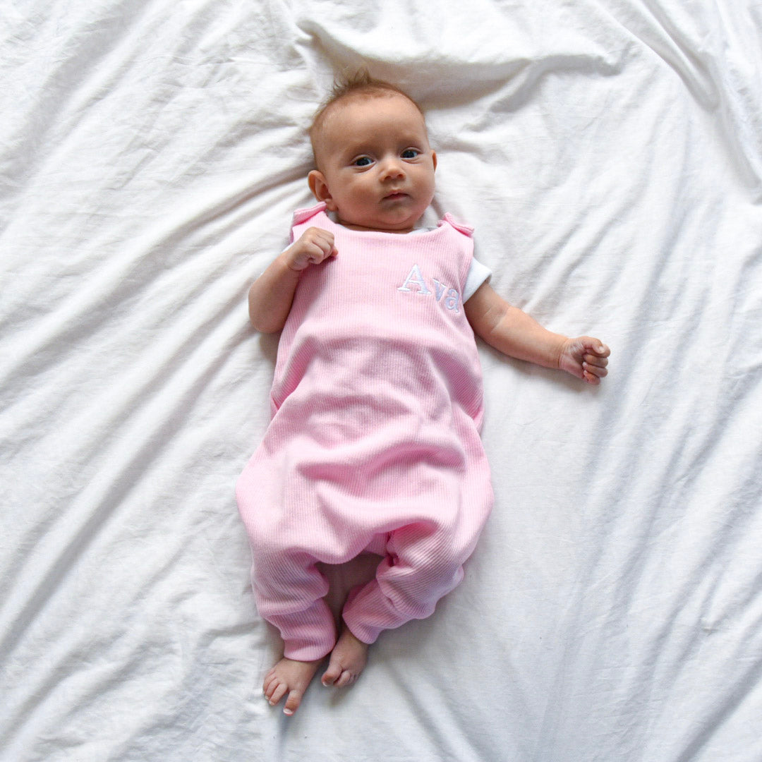 Baby Pink Ribbed Lounge Romper (Made to Order)