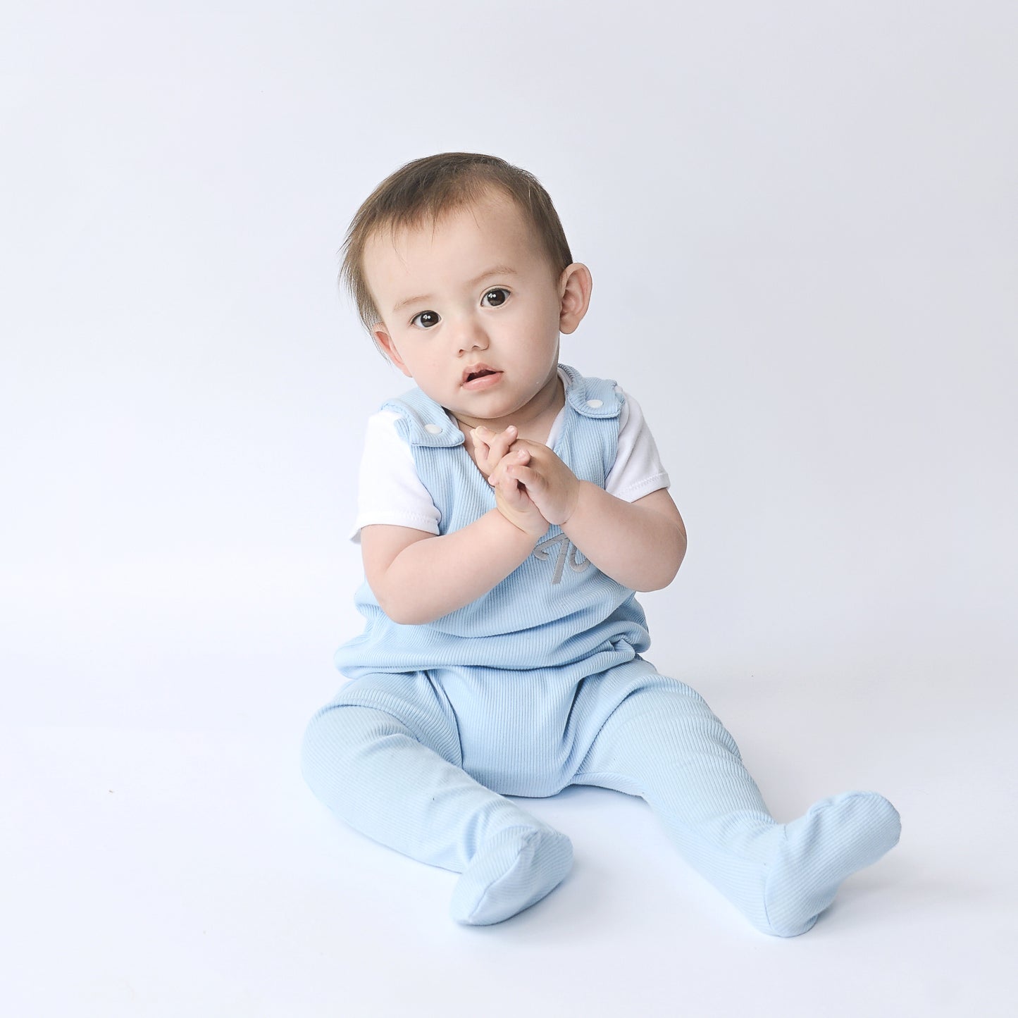 Baby Blue Ribbed Footie Lounge Romper (Made to Order)
