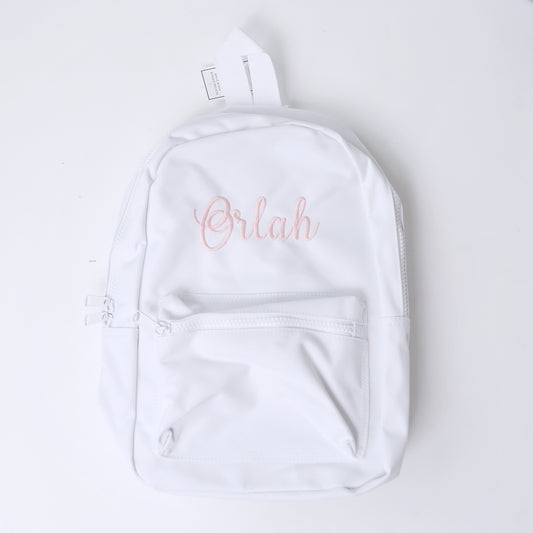 White Embroidered Mini Essentials Backpack