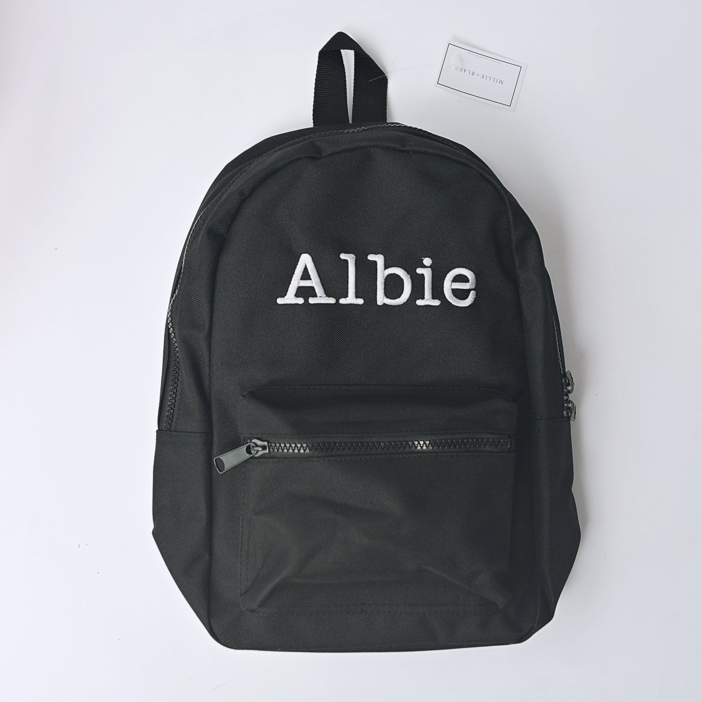 Black Embroidered Mini Essentials Backpack