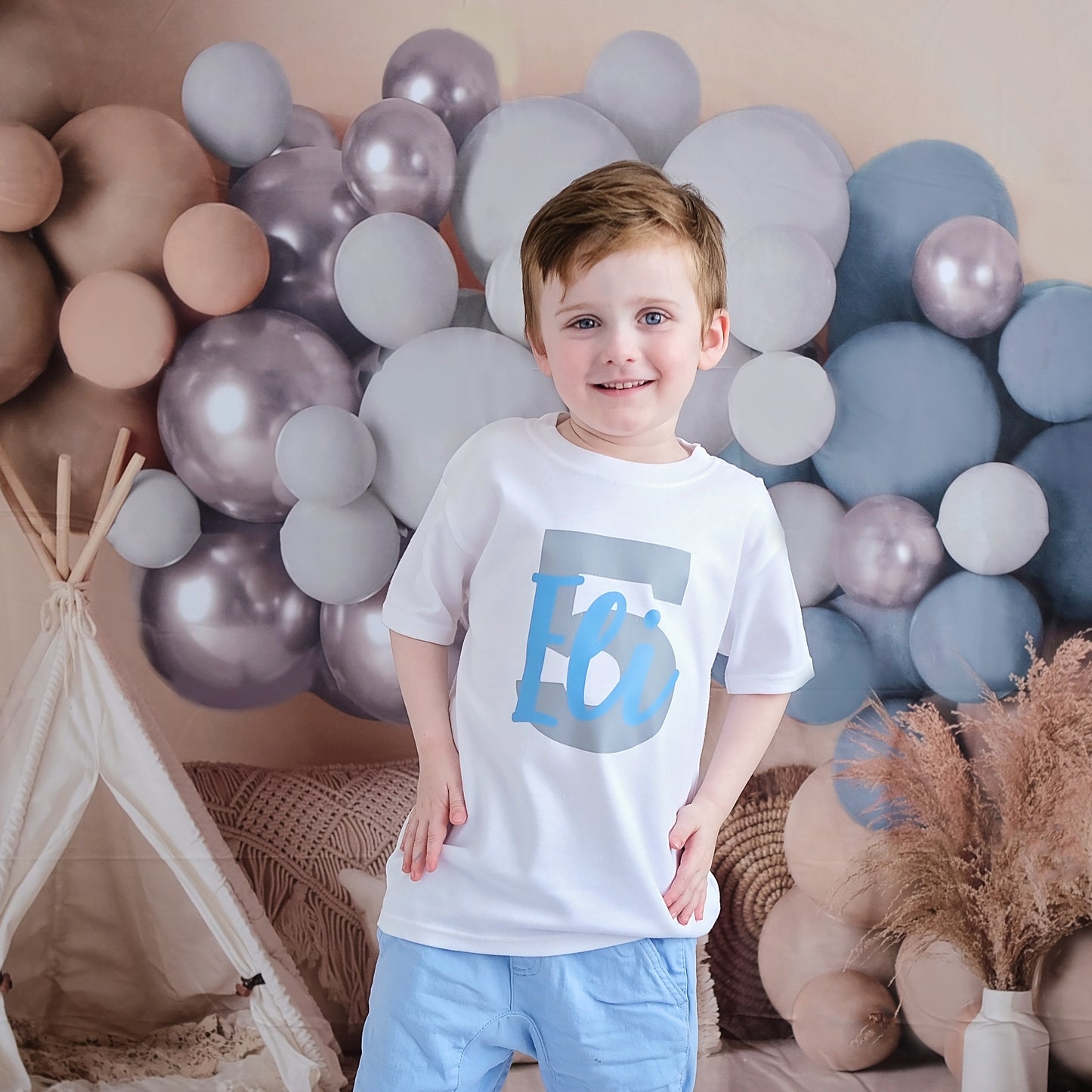 Personalised Birthday Number Name Boy T-Shirt