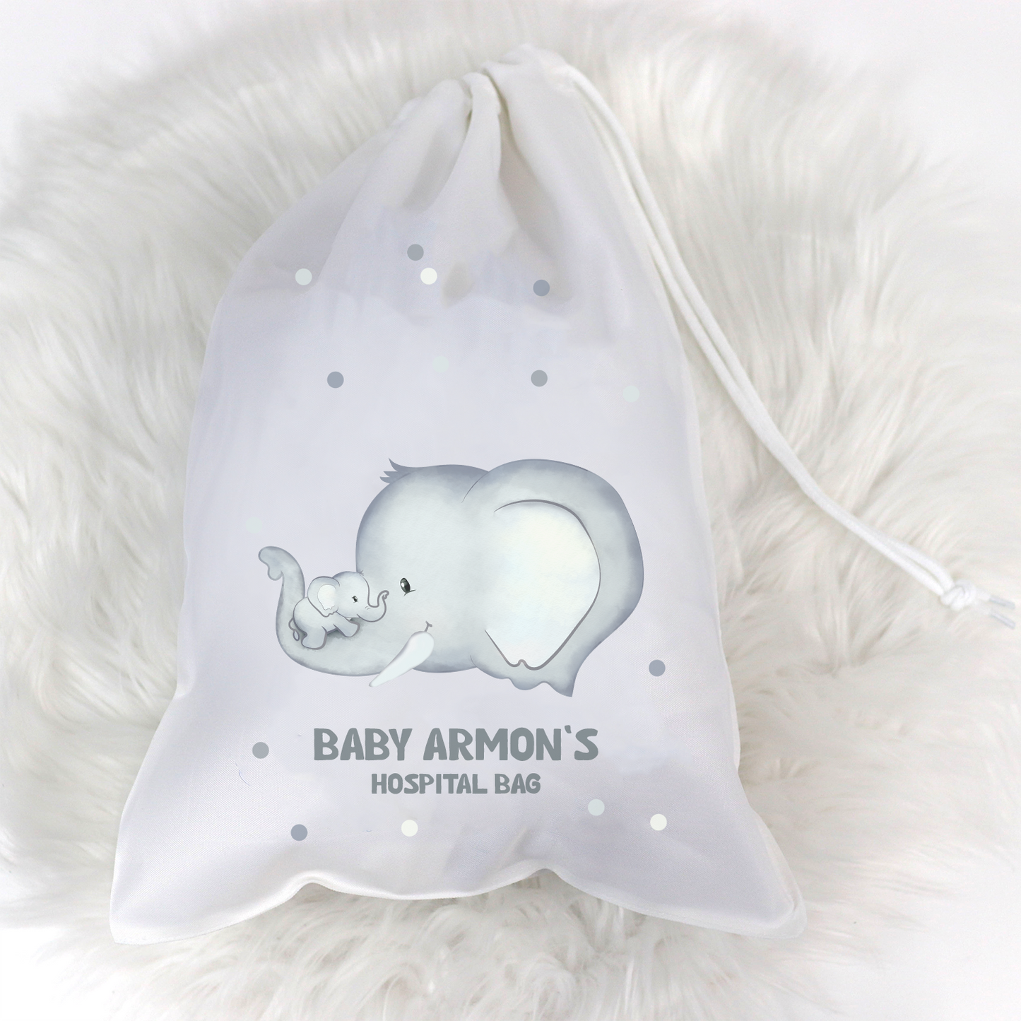 Elephant Family Hospital Bag Personalised Sack ⏰