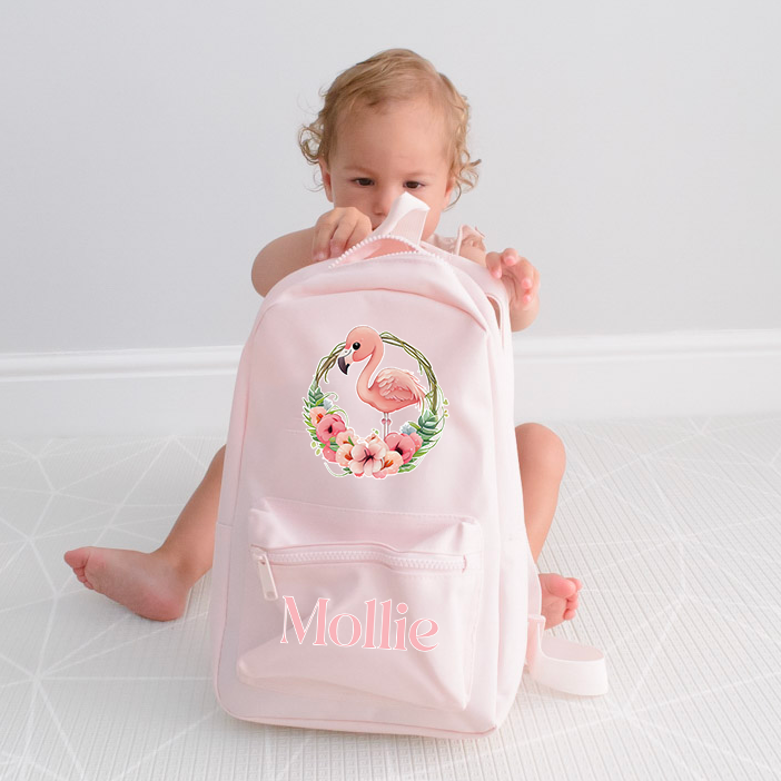 Flamingo Name Wreath Personalised Mini Essentials Backpack