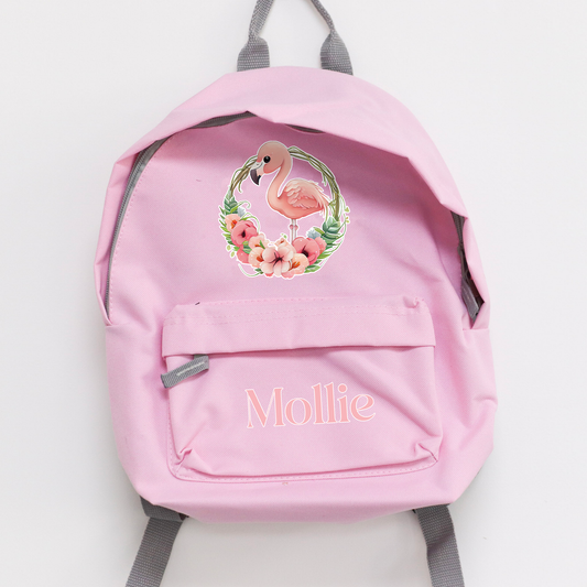 Flamingo Wreath Name Personalised Mini Fashion Backpack
