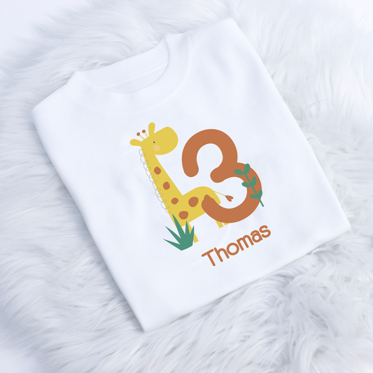 Giraffe Age Personalised Birthday T-Shirt