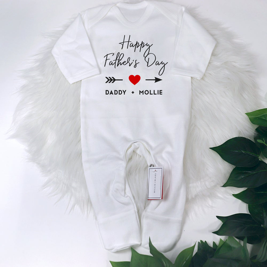 Happy Father's Day Heart Arrow Personalised Rompersuit