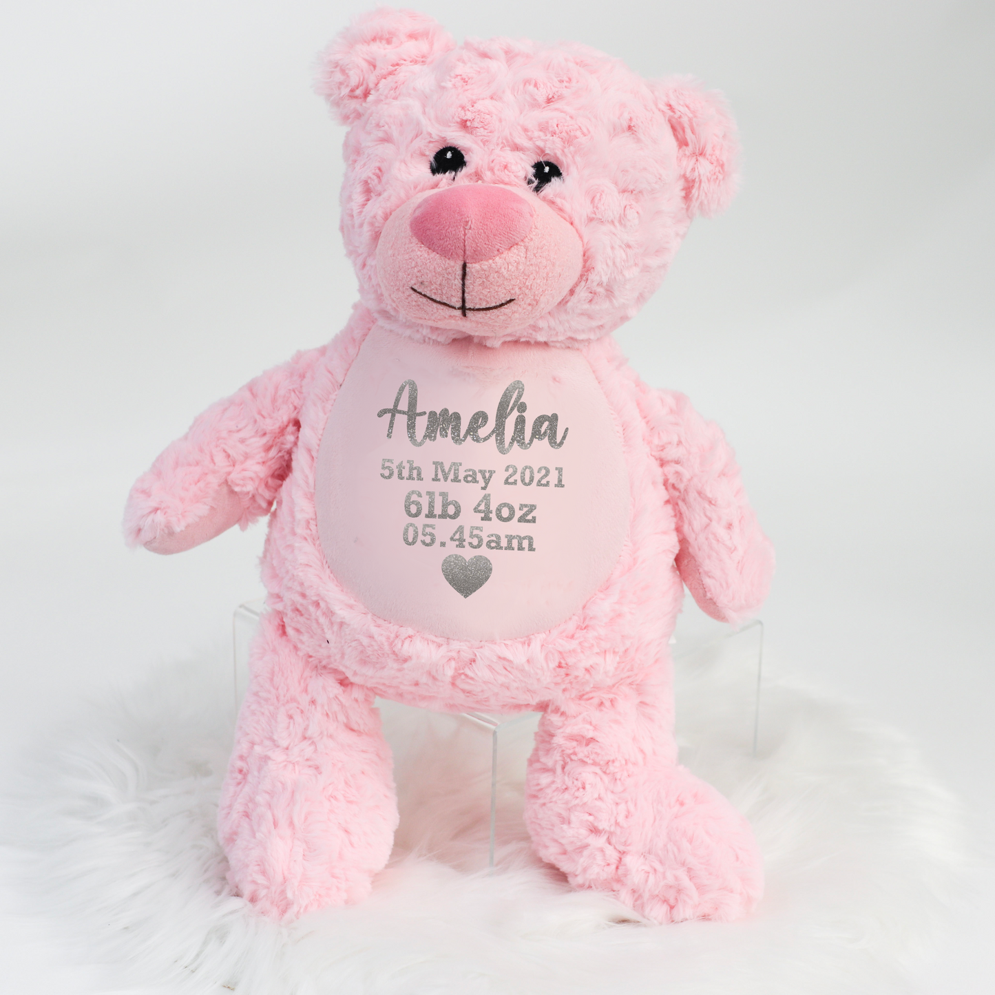Birth Details Heart Personalised Teddy