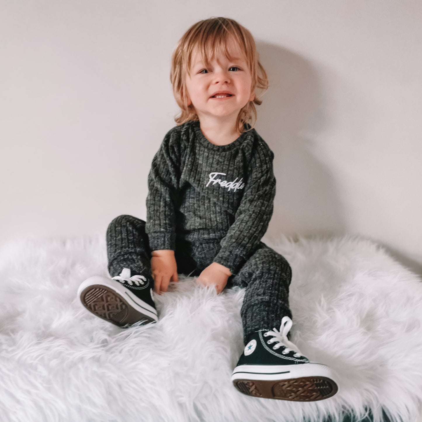 Charcoal Chunky Knit Lounge Set (Made to Order)