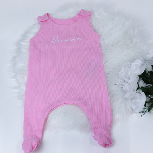 Baby Pink Ribbed Footie Lounge Romper (Made to Order)