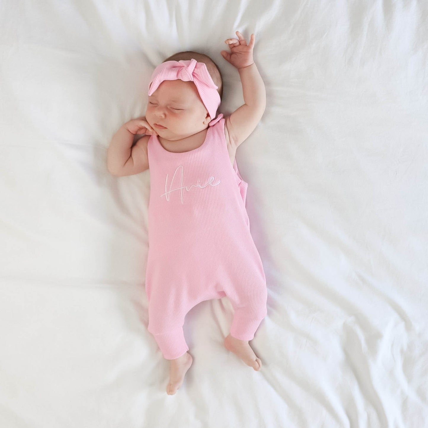 Baby Pink Ribbed Lounge Romper (Made to Order)