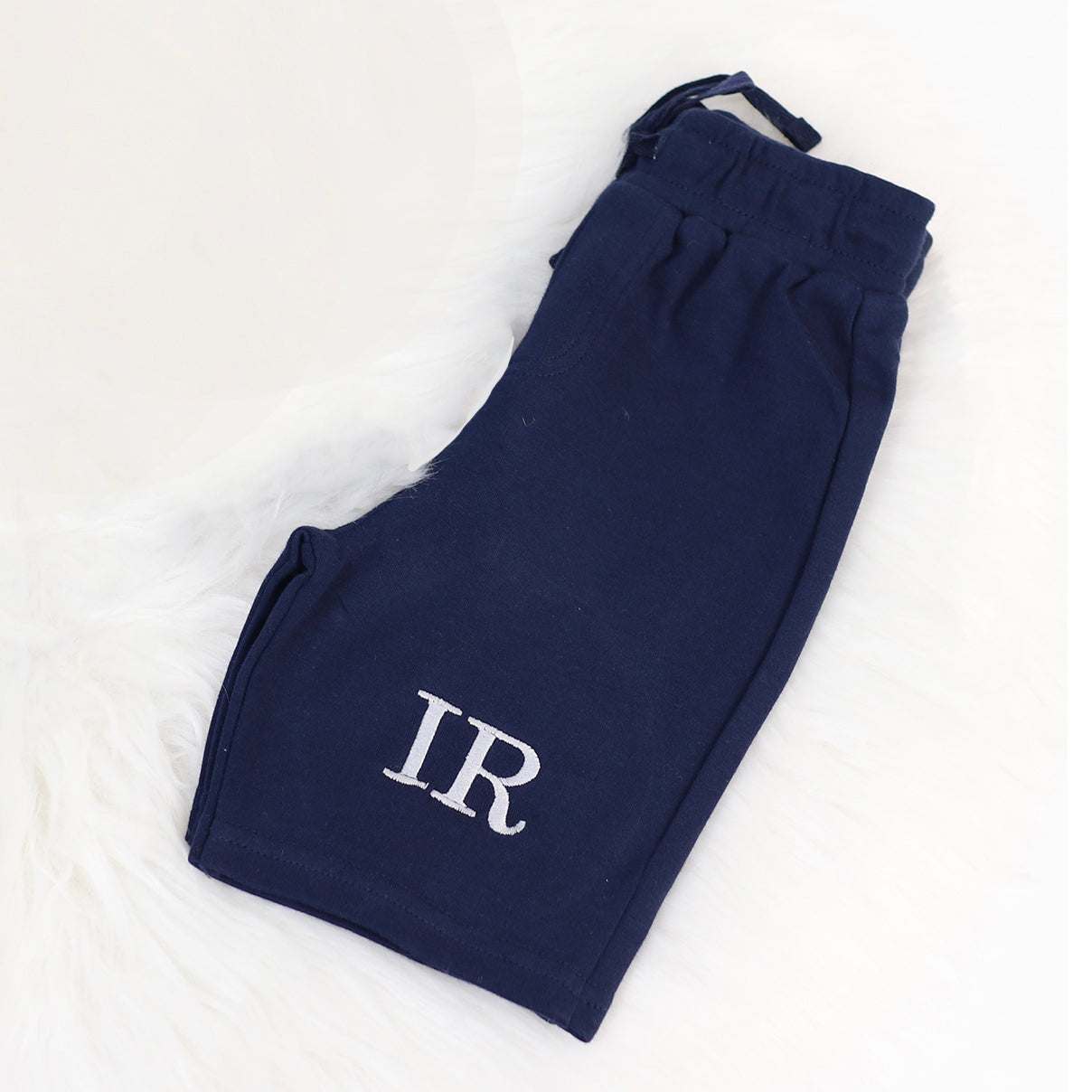 Navy Initial Embroidered Summer Shorts