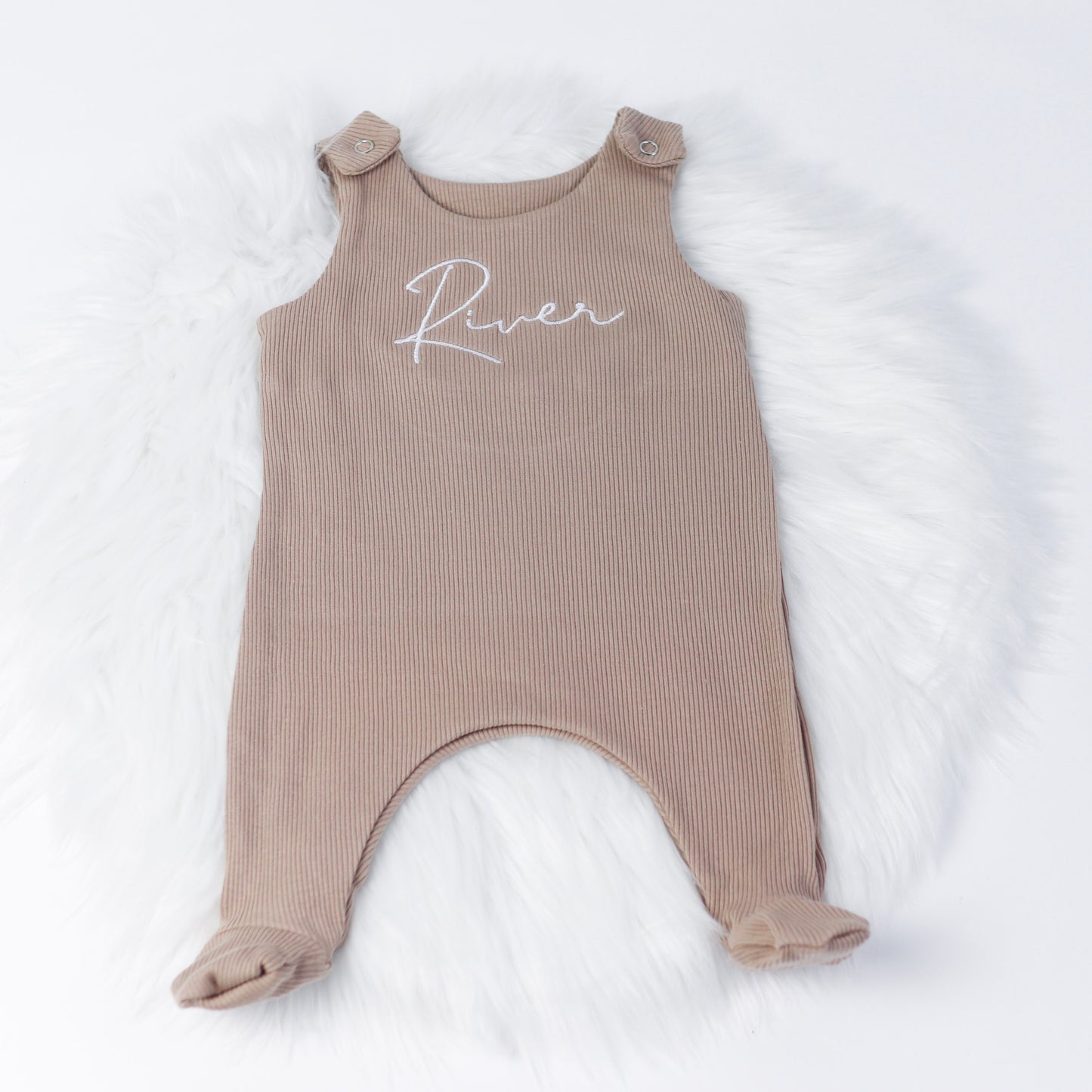 Stone Ribbed Footie Lounge Romper (Made to Order)