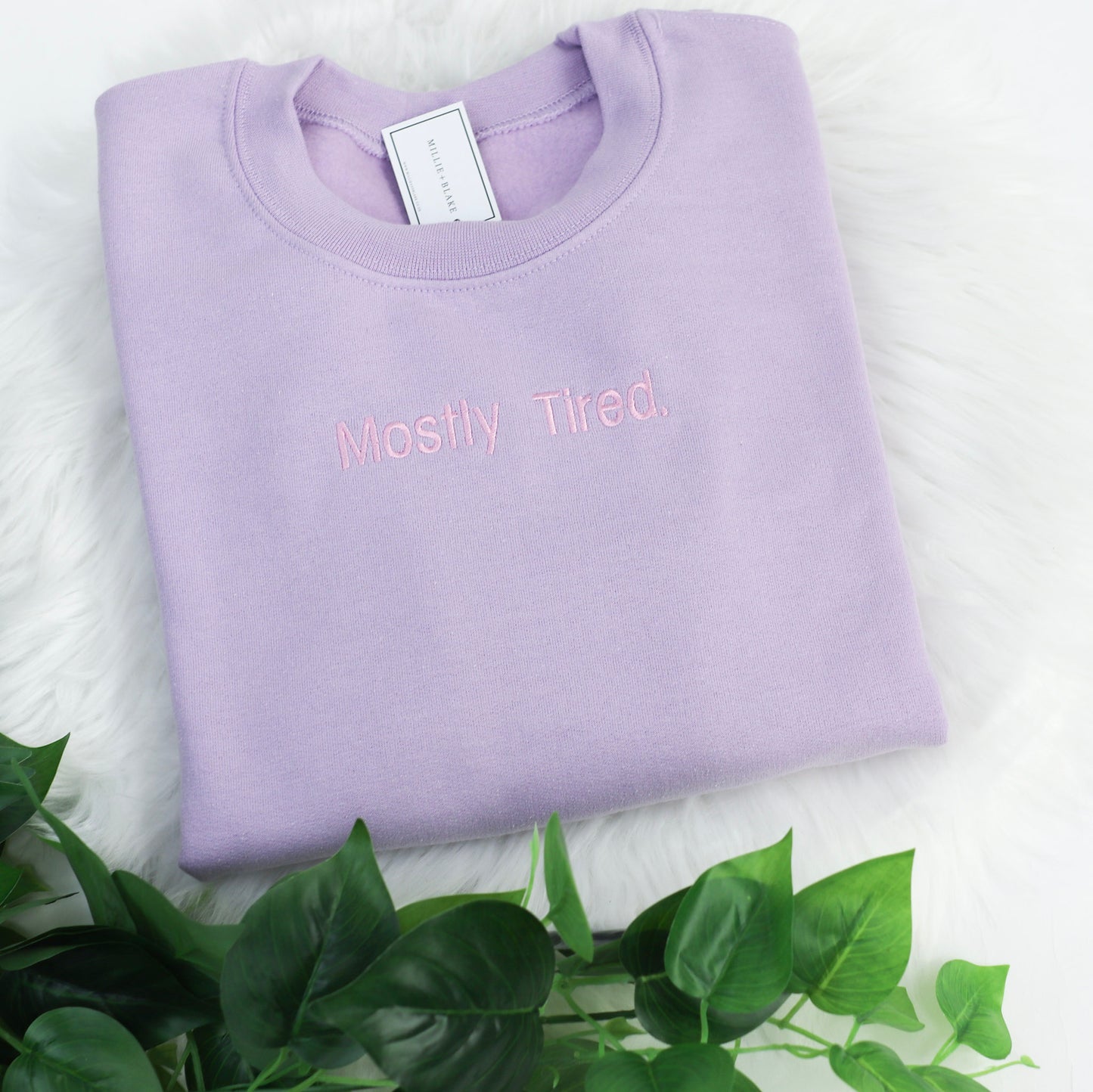 Mostly Tired Embroidered Unisex Adults Sweatshirt