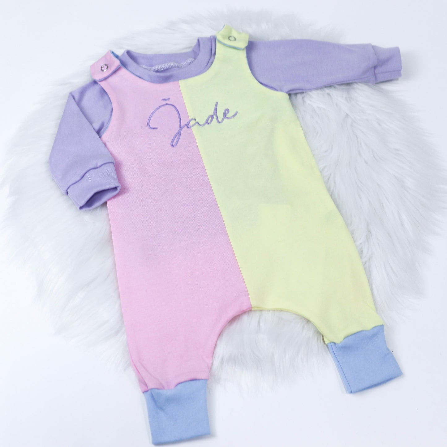 Lemon, Baby Pink & Baby Blue Lounge Romper (Made to order)