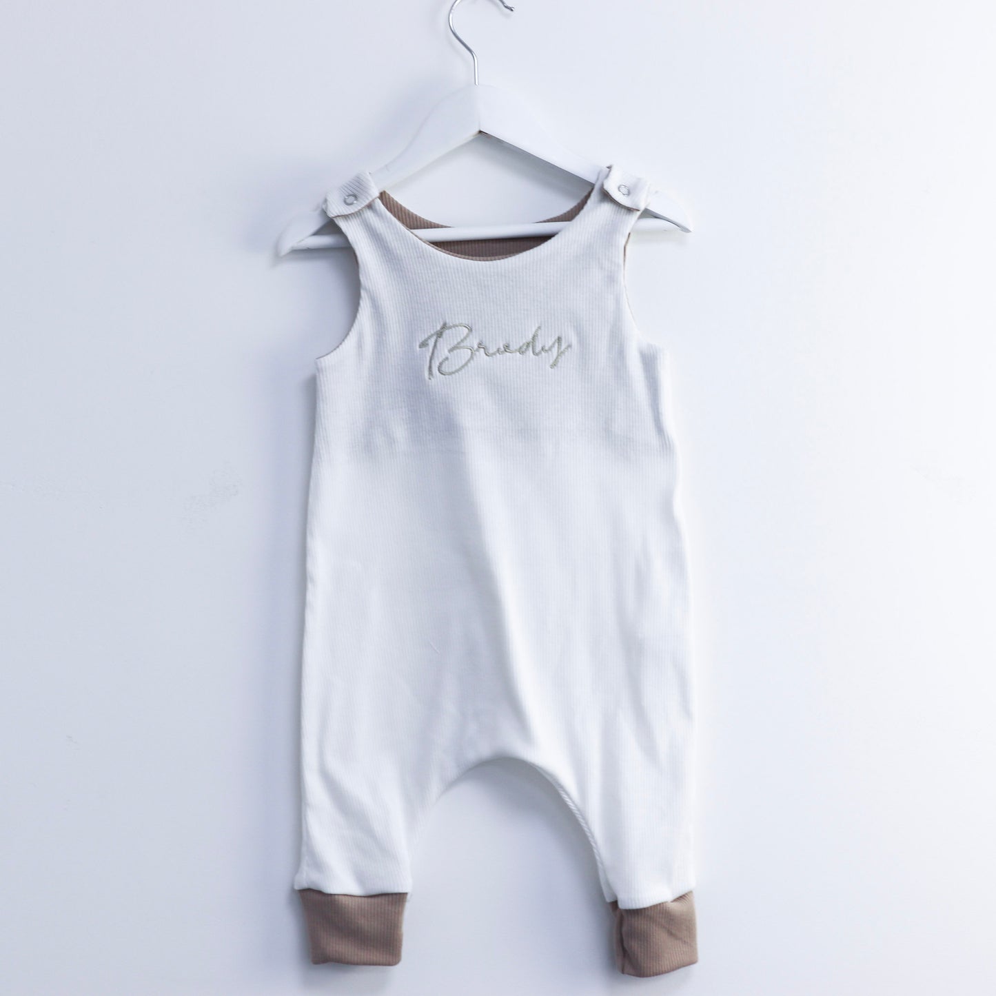 Cream & Stone Ribbed Lounge Romper (Made to Order)