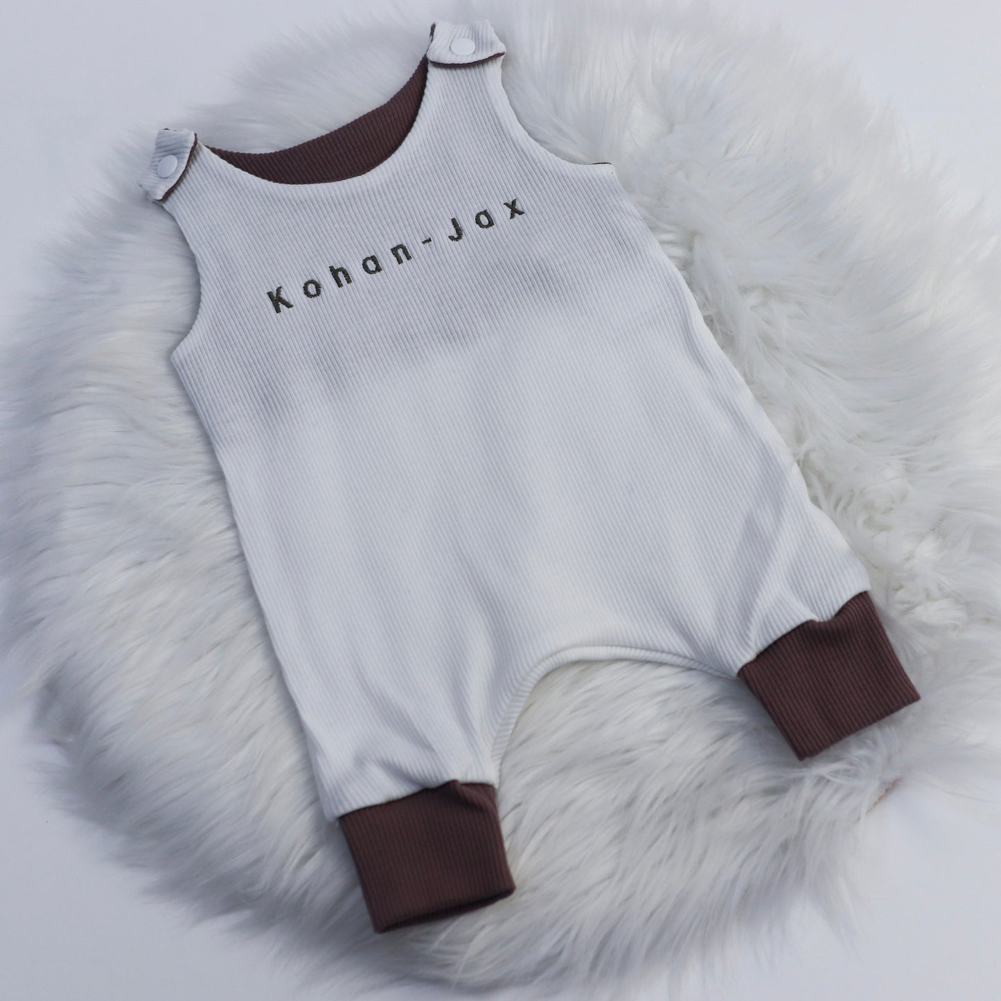 Cream & Mocha Ribbed Lounge Romper (Made to Order)