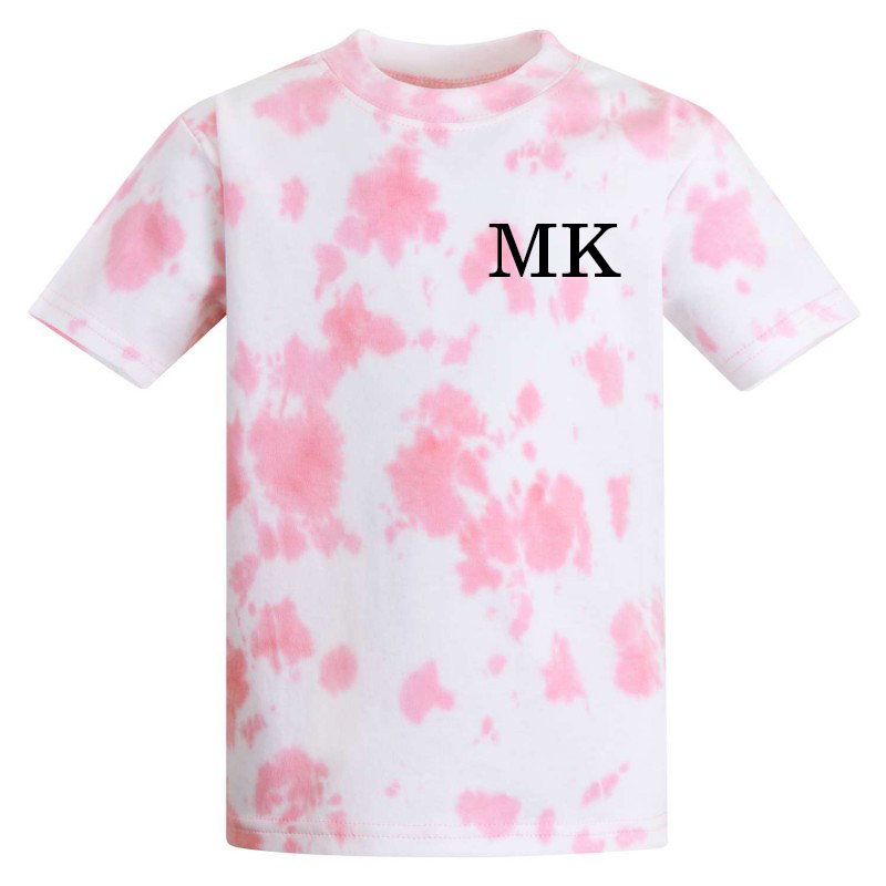 Initial Embroidered Pink Tie Dye T-Shirt - SALE