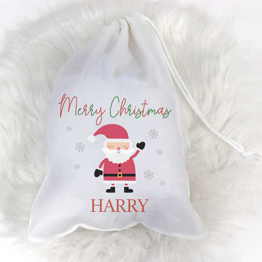 Merry Christmas Cute Santa Personalised Sack ⏰