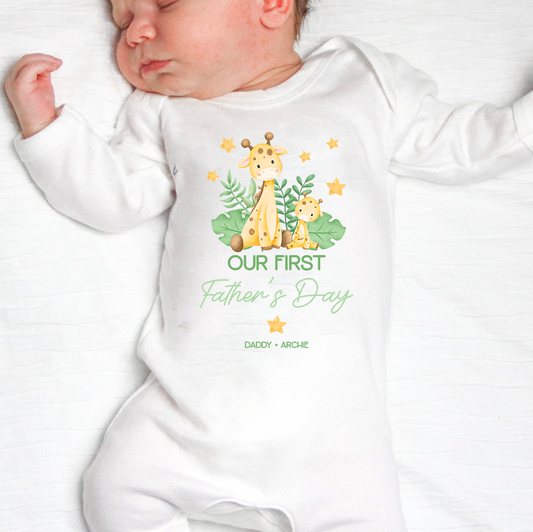 Our First Father's Day Giraffe Star Personalised Rompersuit
