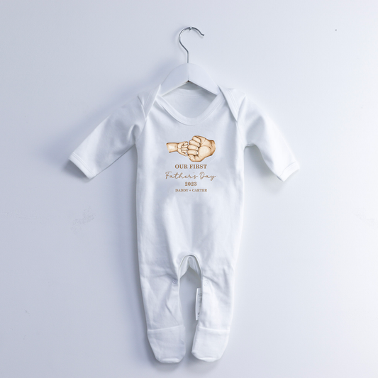 Our First Father's Day Hands Personalised Rompersuit