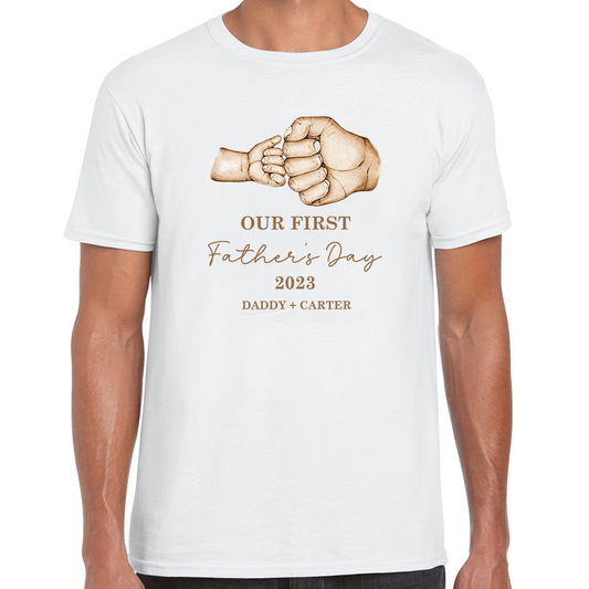 Our First Father's Day Hands Adults Softstyle T-Shirt