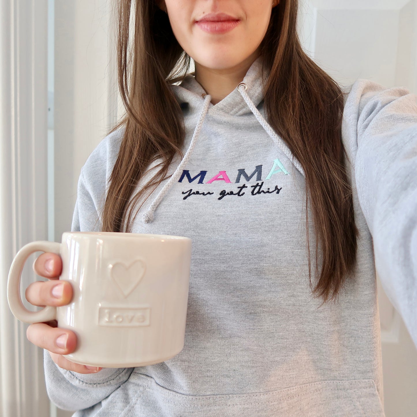 Mama You Got This Rainbow Heather Grey Adults Hoodie (Made to Order)
