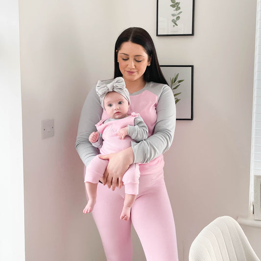 Baby Pink & Dove Grey Women's Standard Lounge Set (Made to Order)
